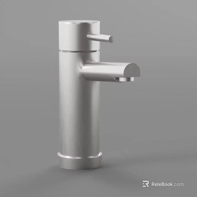 Modern Silver Metal Faucet With Single Handle For Kitchen Or Bathroom Use 3d model 