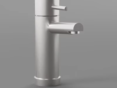 Modern Silver Metal Faucet With Single Handle For Kitchen Or Bathroom Use 3d model