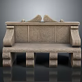 Classic Stone Single Chair With Intricate Carved Patterns And Decorative Backrest Design