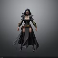 Fantasy Woman With Blue Hair Black Robe Belt And Knee High Boots