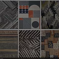 Various Square Rugs With Diverse Geometric Patterns And Abstract Designs 3d model