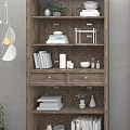 Wooden Bookcase With Multi Layered Shelves Books Photo Frames And Decorative Items
