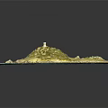 3D Island Model Display With Blue Water Green Terrain And Lighthouse Structure 3d model