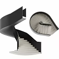 Modern Spiral Staircase Design With Black Railings And White Steps