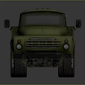 Vintage Military Green Army Truck With Open Cargo Bed Front Headlights And Side Mirrors