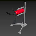 Industrial Equipment With Red Main Body Propeller Blades And Metal Stand Base