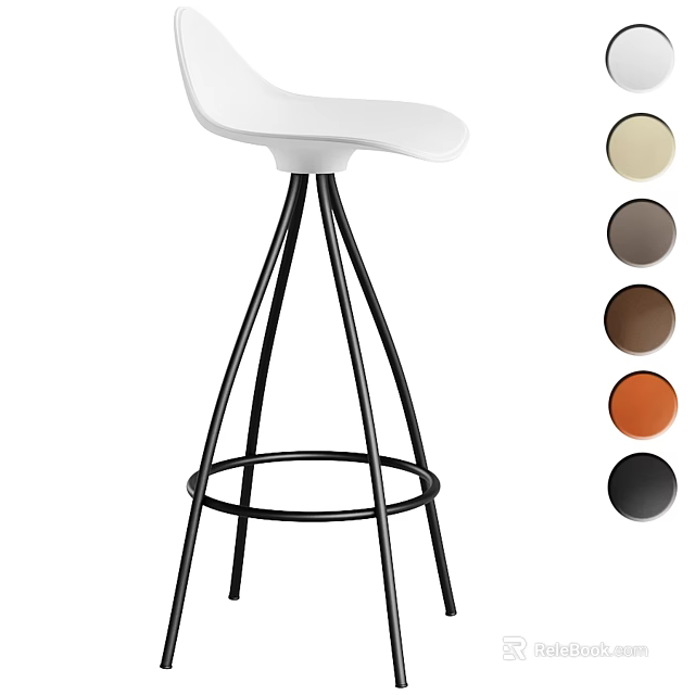 Modern Bar Stool Design with White Seat Black Frame and Multiple Color Options 3d model 