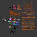 Various Plant Illustrations with Different Colors Shapes and Foliage on Dark Background