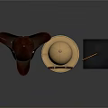 Different Types of Hats Including Wide Brim Explorer and Graduation Cap with Orange Hair