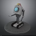 Silver Robot With Blue Eye Red Yellow Wires Tracks Base Engraved What Is My Purpose