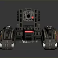 3D Designed Futuristic Tank With Red Black Armor Mechanical Tracks And Cannon