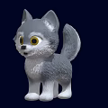 Cute Little Wolf Toy With Gray And White Fur And Yellow Eyes