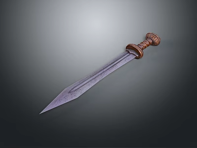 Traditional Weapon Sword With Ornate Metal Blade And Carved Wooden Handle 3d model