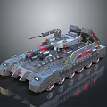Futuristic Military Tank With Gray Armor Red Accents And Advanced Weapon Tracks