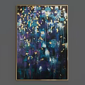 Modern Abstract Painting With Black Background Golden Butterflies And Red Accents