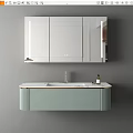 Light Green Modern Bathroom Vanity With Mirror Cabinet Countertop And Faucet