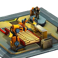 Modern Conveyor Isometric Mechanical Robot Assembling Conveyor 3d model