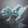 Fantasy Dinosaur Creature Figure with Blue Yellow White Colorful Design and Spiked Wings
