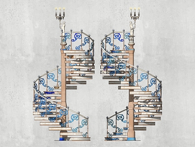 classical revolving staircase 3d model