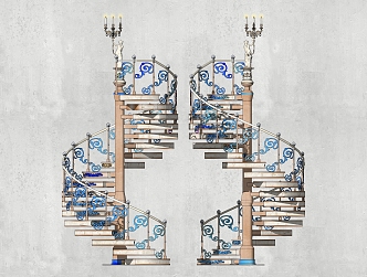 classical revolving staircase 3d model