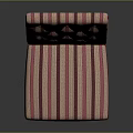 Striped Upholstered Chair With Diamond Pattern Backrest And Seat On Wooden Legs