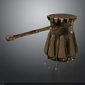 Ancient Bronze Weapon Hammer With Decorative Long Handle And Metallic Sheen