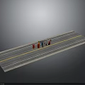 Road Construction Site With Traffic Cones Workers And Asphalt Lanes