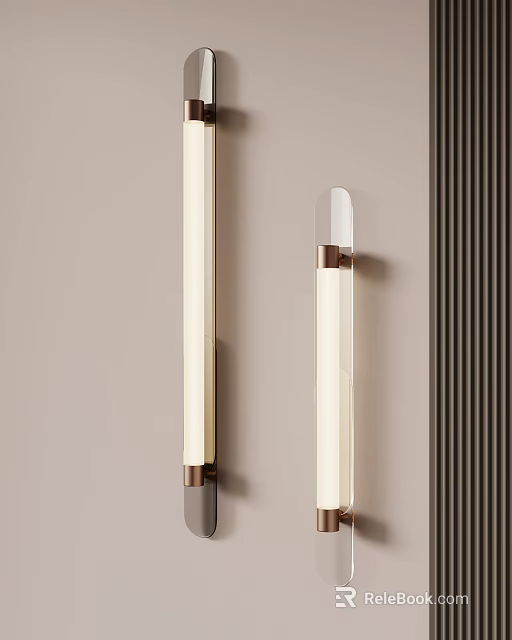 Modern Wall Lamps With Beige Glass Shade And Metal Base On Striped Accent Wall 3d model 