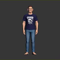 Man Wearing Marvel T shirt With Skull Graphic Blue Jeans And Sandals