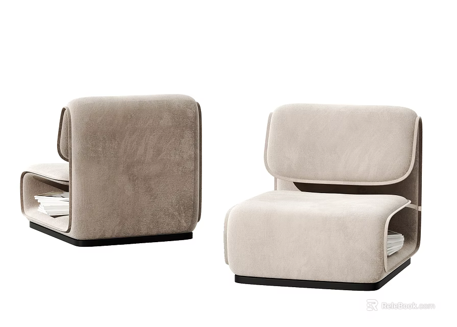 Modern Single Sofa With Neutral Tones Soft Upholstery And Sturdy Black Base 3d model 