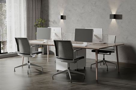 modern office desk and chair 3d model