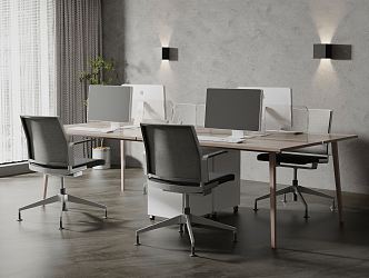 modern office desk and chair 3d model