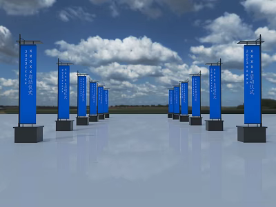 Modern Road Flag Knife Flag 3d model