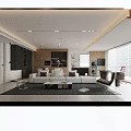 Modern Living Dining Room Interior With Large Sofa Coffee Table And Pendant Lights