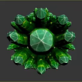 Vibrant Green Crystal Shaped Plant Featuring Spiky Tips And Yellow Glowing Spots With Reflection