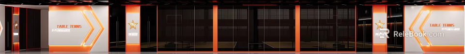 Modern Sports Fitness Studio With Glass Partitions And Wooden Flooring 3d model 