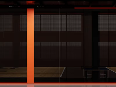 Modern Sports Fitness Studio With Glass Partitions And Wooden Flooring 3d model