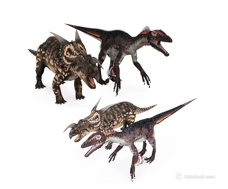 Reptile Dinosaur Models Of Different Species With Detailed Skin And Dynamic Poses 3d model 
