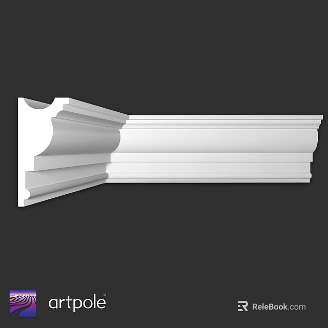 White Plaster Decorative Molding Component With Layered Curved Edges For Architectural Interior Trim 3d model 