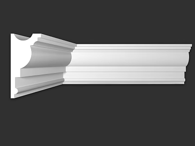 White Plaster Decorative Molding Component With Layered Curved Edges For Architectural Interior Trim 3d model