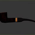Classic Red Brown Tobacco Pipe With Black Mouthpiece And Golden Ring