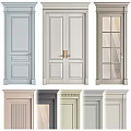 Interior Double Doors In Various Colors With Glass Panels And Classic Frames 3d model