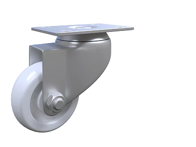 White Tire With Silver Metal Bracket And Square Mounting Plate Design 3d model