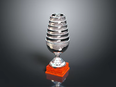 Silver Multi Layered Trophy With Orange Square Base For Daily Use 3d model