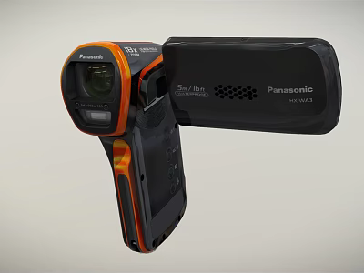 Panasonic Handheld Digital Camera With Ergonomic Design And Orange Accents For Portable Video Recording 3d model