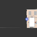 Small House Bus Stop In 3D Model Scene With Road Car Trash Can Umbrella