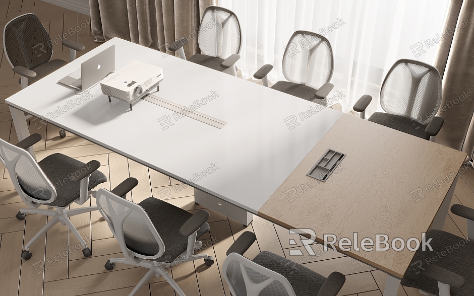 Conference table and chair combination model