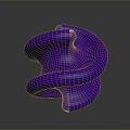 Purple Abstract Sculpture With Sleek Reflective Twisted Shape On Dark Background 3d model