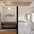 Bright Kindergarten Classroom Interior With Ball Pit And Cartoon Wall Art