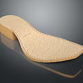 Beige Curved High Heel Shoe Sole Featuring Leather Texture And Red Stitching